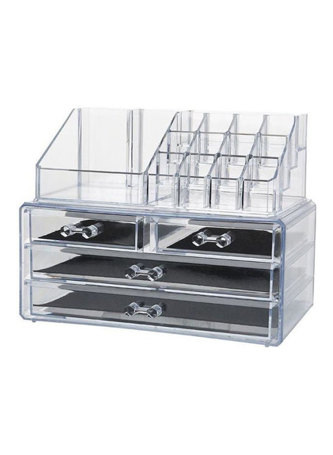 YupFun - Makeup Organizer Large Capacity Cosmetic Storage Box Clear/Black - Image 1