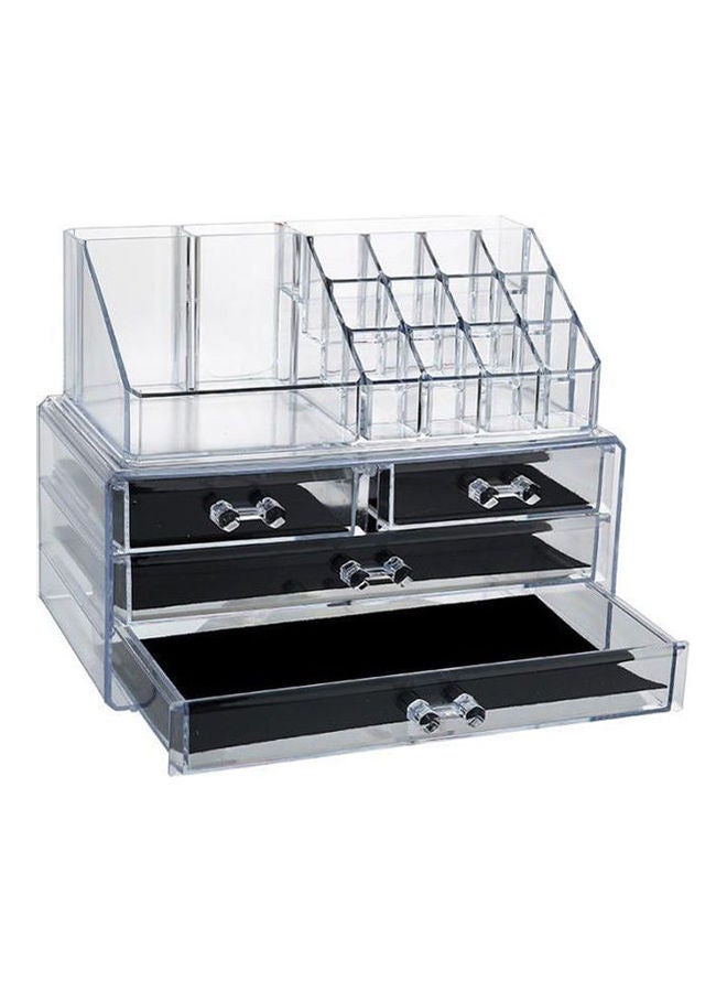 YupFun - Makeup Organizer Large Capacity Cosmetic Storage Box Clear/Black - Image 1