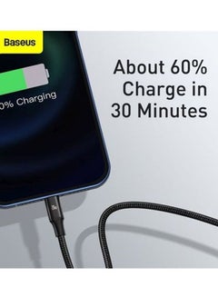 Baseus 3-in-1 Rapid Series Type-C 20W PD Nylon Braided Fast Charging Data Cable with Micro, Type-C, Lightning for Phone 13/12/11 Pro/XR/Max/Samsung S10 S9 /Note 9/ Moto G7/LG and More Black  - Image 3