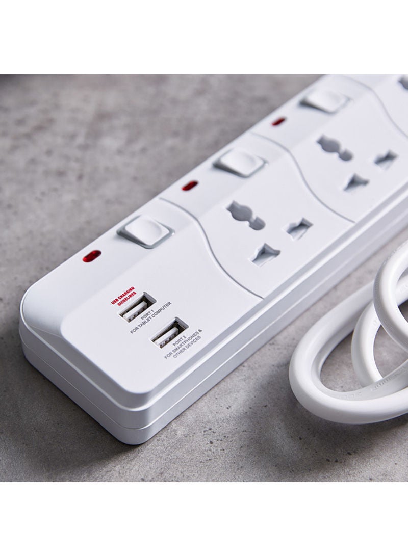 Home Box 4-Way Universal Switch Socket With Cord and USB Charger Clear 22 x 8cm - Image 2