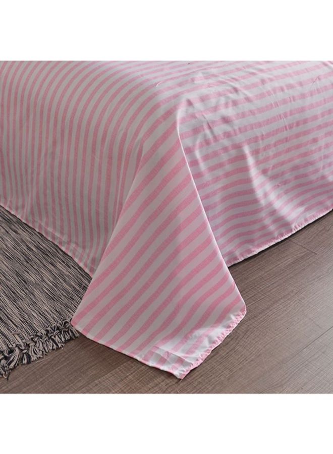 بيوينتي طقم شرشف سرير مكون من 4 قطع قطن وردي/ أحمر/ أخضر Quilt Cover 180x220 cm, Pillowcases 48x74 cm, Fitted Sheet 230x230سم - Image 3