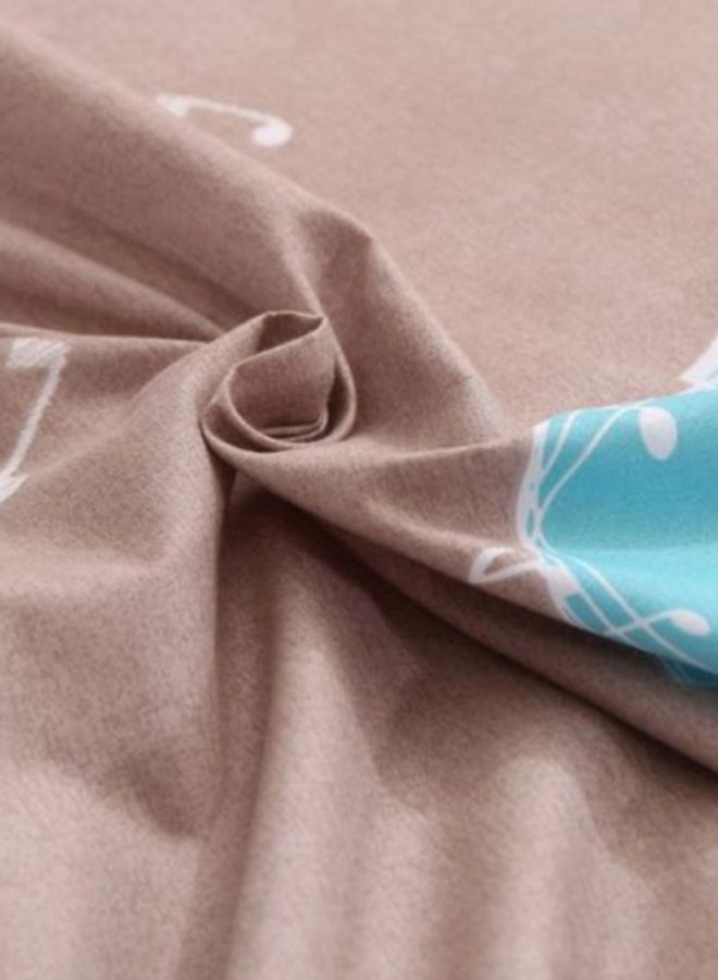 Beauenty 4-Piece Printed Duvet Cover Set Polyester Brown/White/Blue Duvet Cover 200x230 cm, Pillowcases 48x74 cm, Fitted Sheet 230x250cm - Image 4