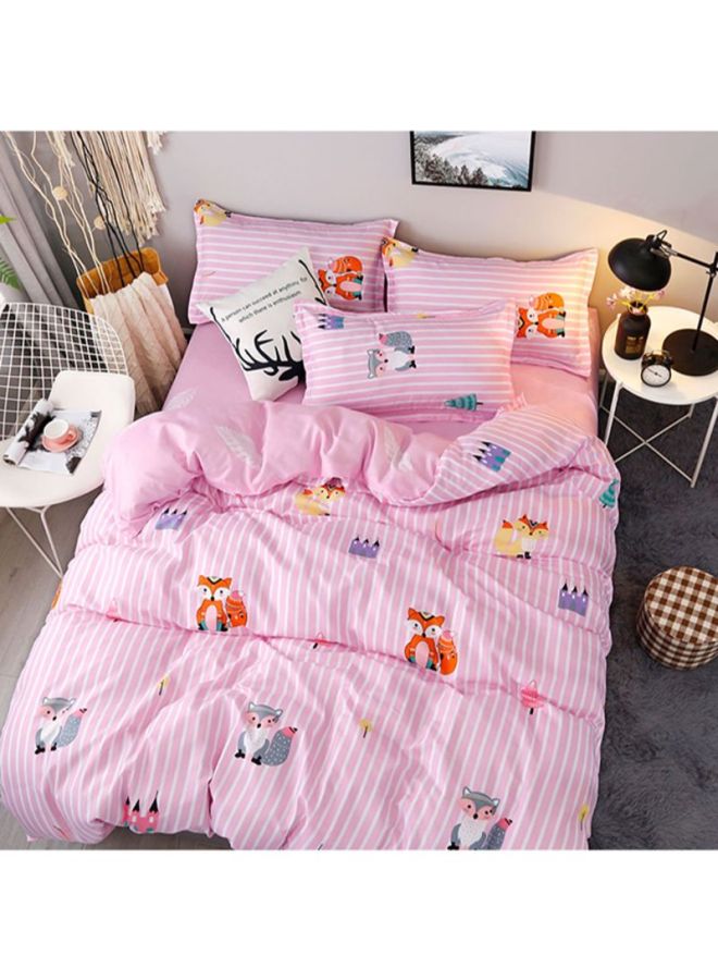 Beauenty 4-Piece Printed Bedding Set combination Pink Pillowcase 48x74 Cm, Bed Sheet 230x230 Cm, Quilt Cover 180x220cm - Image 1