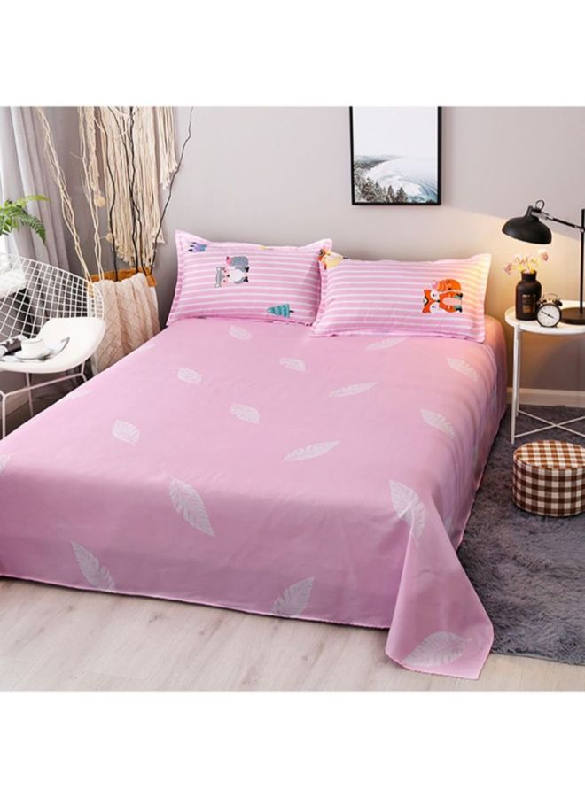 Beauenty 4-Piece Printed Bedding Set combination Pink Pillowcase 48x74 Cm, Bed Sheet 230x230 Cm, Quilt Cover 180x220cm - Image 2