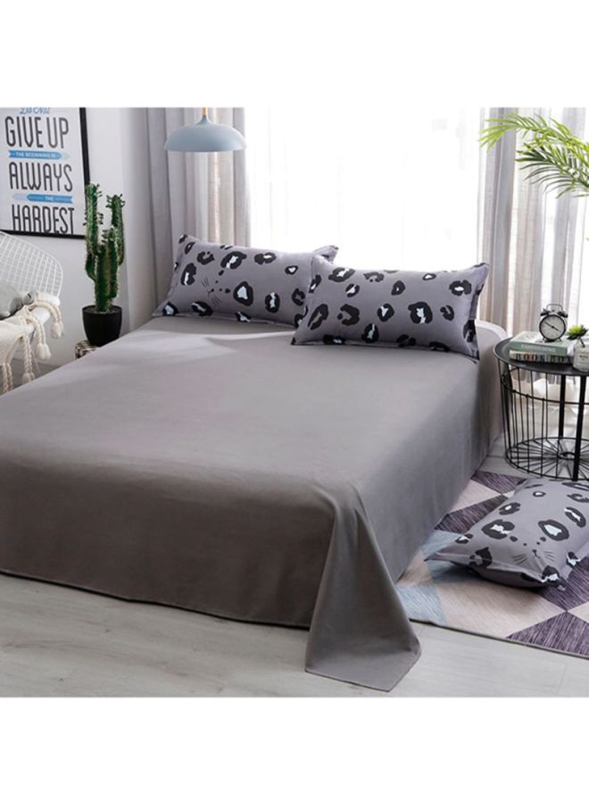 Beauenty 4-Piece Printed Bedding Set Fabric Grey/Black Quilt Cover 180x220 Cm, Bed Sheet 230x230 Cm, Pillow Cover 48x74cm - Image 2