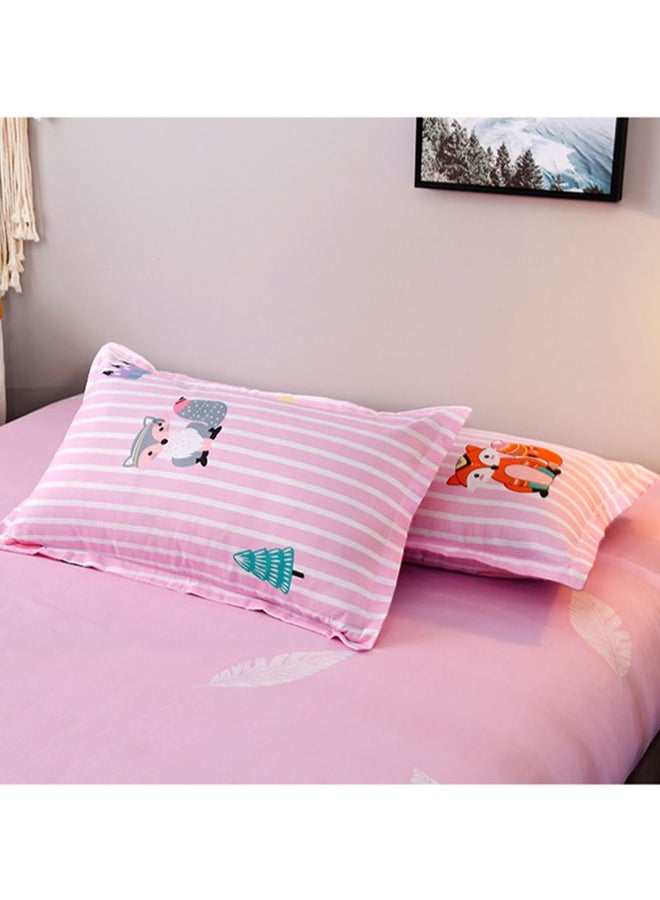Beauenty 4-Piece Printed Bedding Set Combination Pink Quilt Cover 220x240 Cm, Bed Sheet 250x230 Cm, Pillow Cover 48x74cm - Image 3