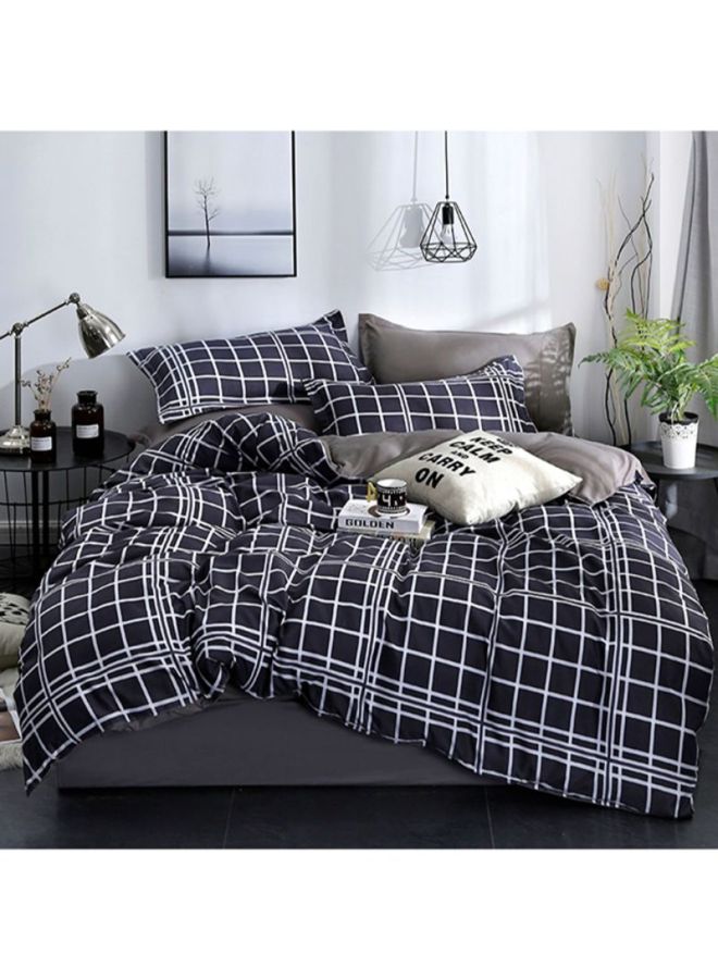 Beauenty 4-Piece Bedding Set Combination Black/White/Grey Quilt Cover 150x200 cm, Pillow Cover 48x74 cm, Fitted Sheet 230x200cm - Image 1