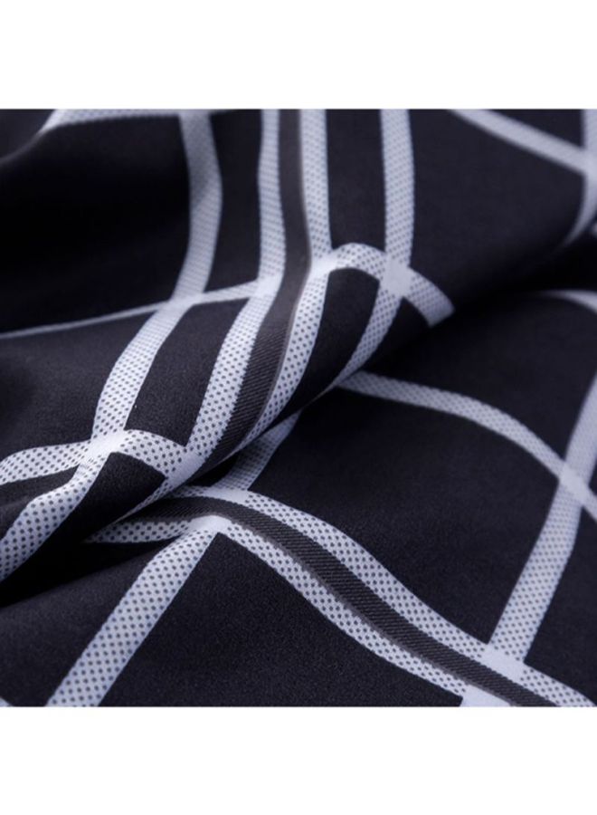 Beauenty 4-Piece Bedding Set Combination Black/White/Grey Quilt Cover 150x200 cm, Pillow Cover 48x74 cm, Fitted Sheet 230x200cm - Image 4