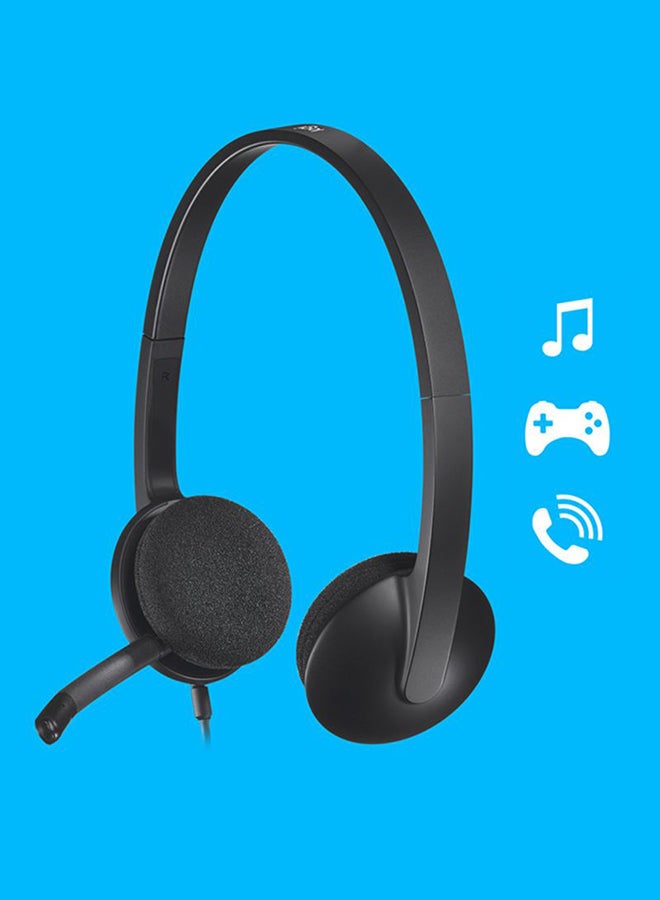 H340 USB Headset, Plug And Play, Noise Cancelling Microphone, USB Type A, Adjustable Headband, Black | 981-000475 - v1624939884/N11411453A_7