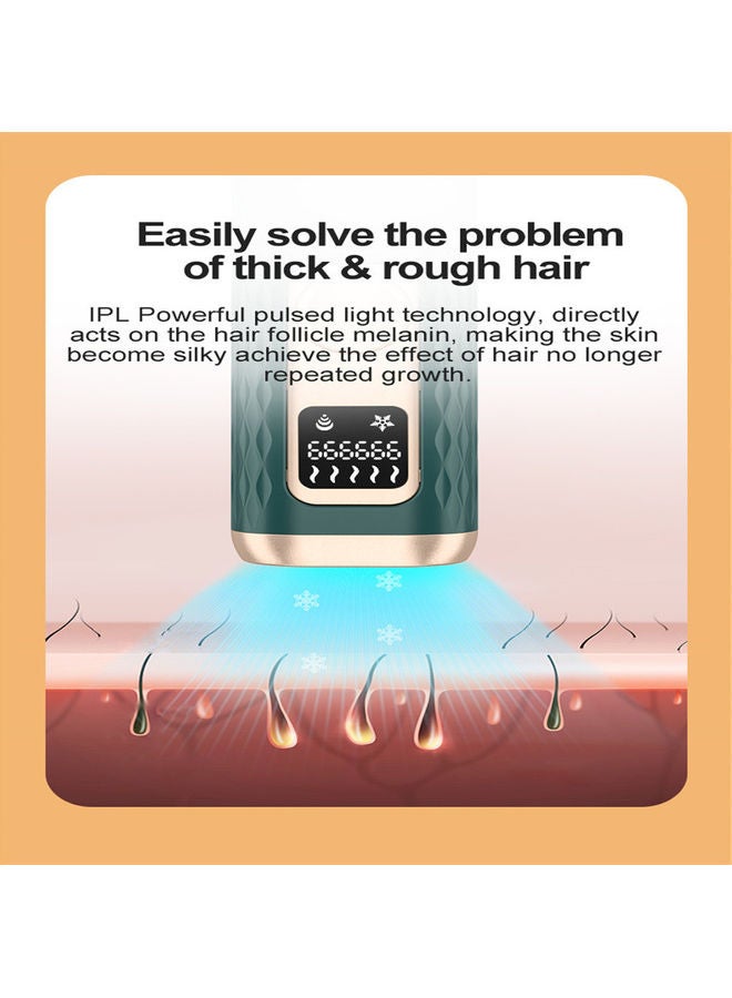 EzzySo - Five Speed Adjustment Digital Hair Removal Laser Machine Green/Golden - Image 1