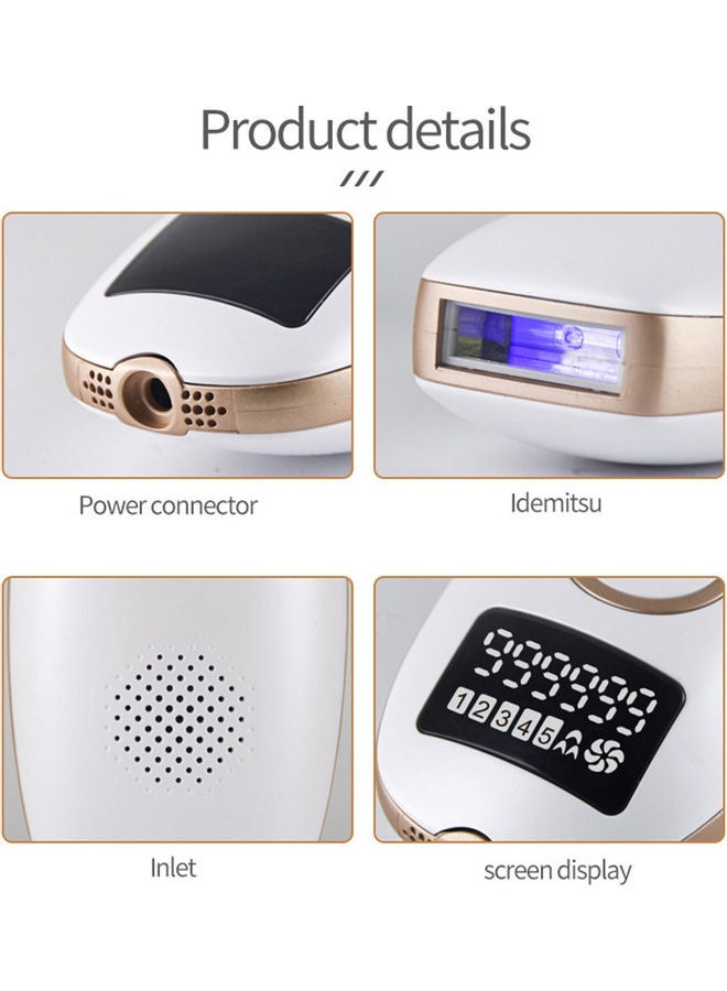 EzzySo IPL Pulse Painless Laser Hair Removal Device White/Golden - Image 3