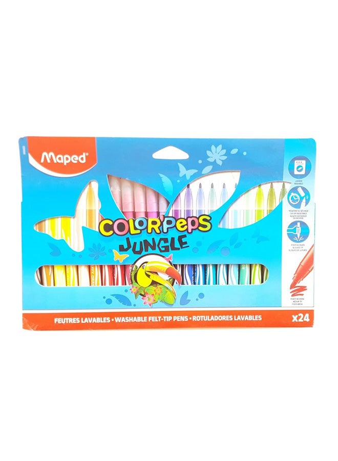 مابد طقم أقلام تلوين جانغل بطرف من اللباد مكون من 24 قطعة متعدد الألوان