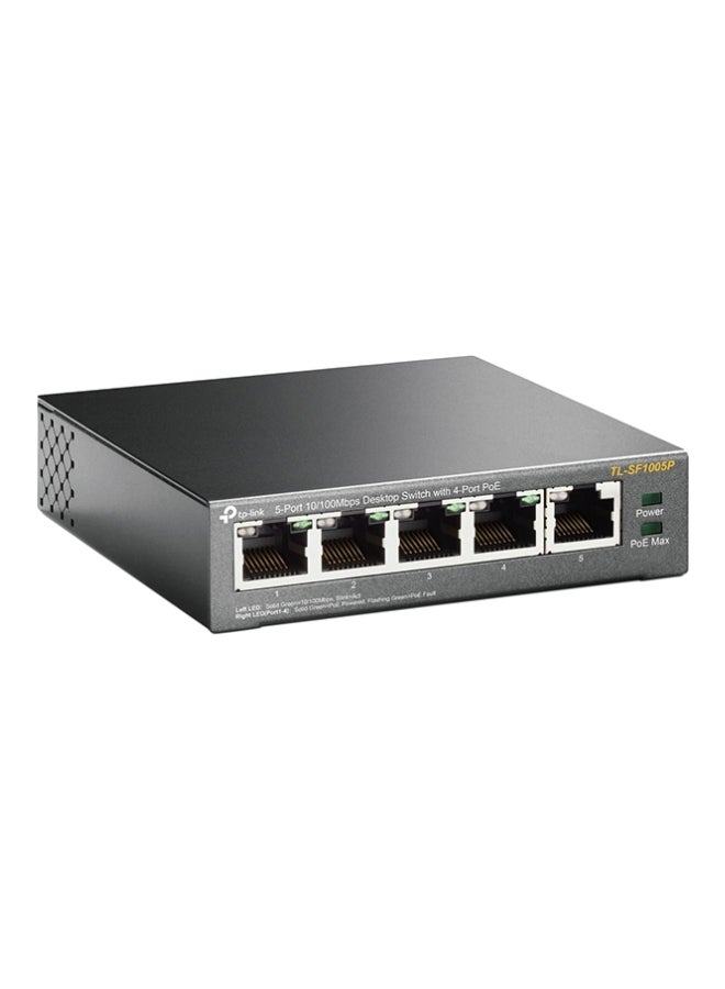 TP-LINK - 5-Port 10/100Mbps Desktop Switch With 4-Port PoE Black - Image 1