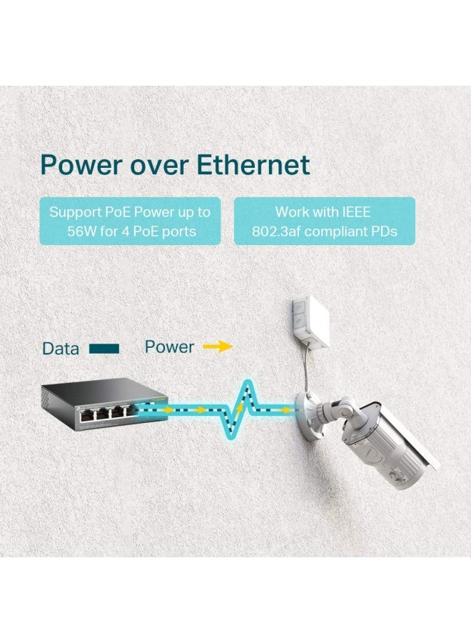 TP-LINK - 5-Port 10/100Mbps Desktop Switch With 4-Port PoE Black - Image 1