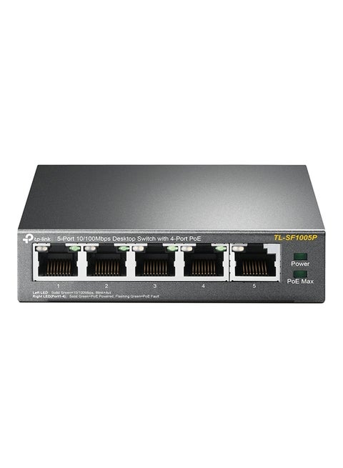 5-Port 10/100Mbps Desktop Switch With 4-Port PoE Black