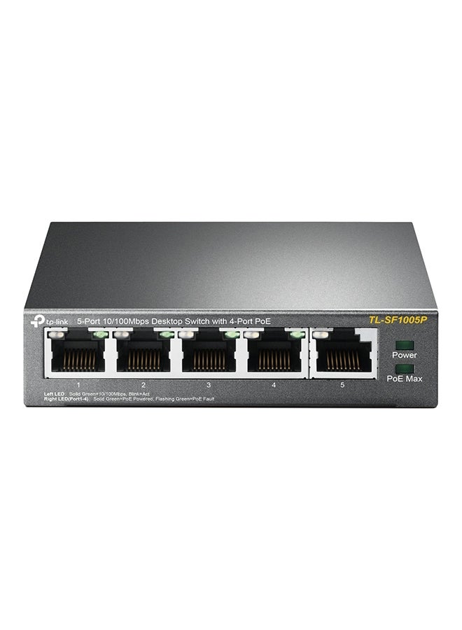 TP-LINK - 5-Port 10/100Mbps Desktop Switch With 4-Port PoE Black - Image 1