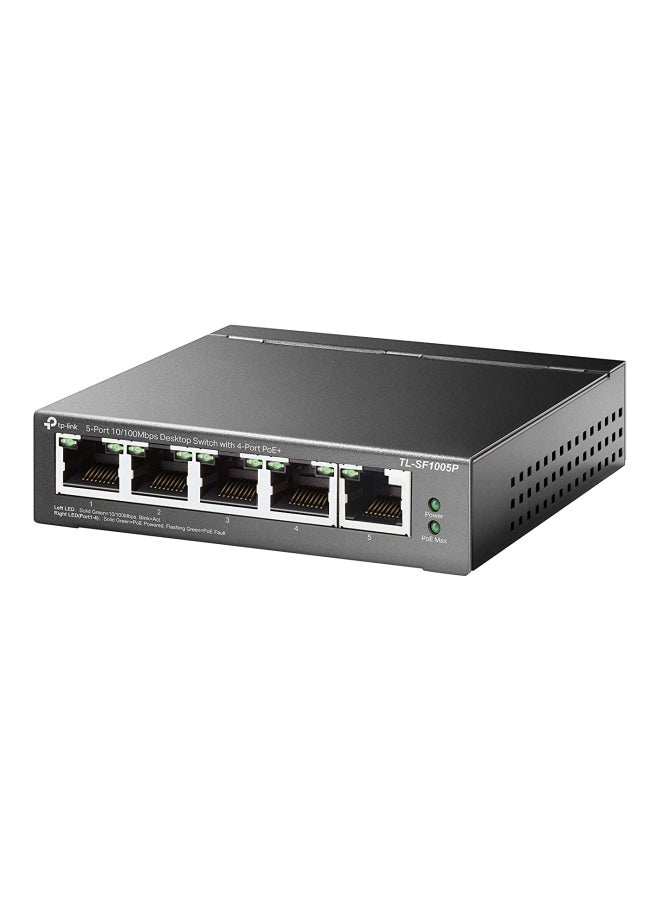 TP-LINK - 5-Port 10/100Mbps Desktop Switch With 4-Port Poe Grey - Image 1