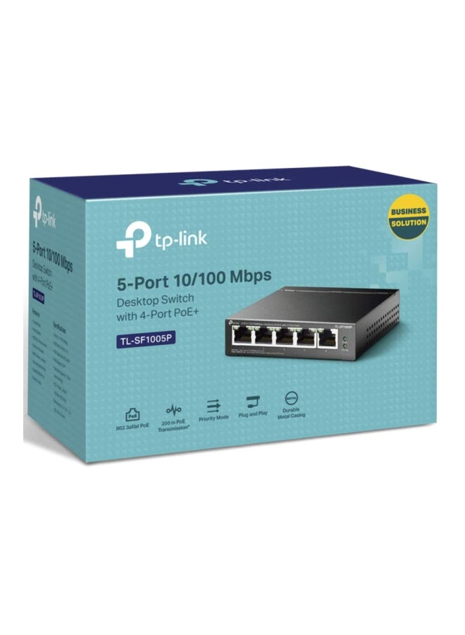TP-LINK - 5-Port 10/100Mbps Desktop Switch With 4-Port Poe Grey - Image 1