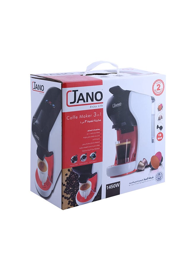 Jano - Coffee Maker 3in1 for Large capsules, small capsules, and coffee powder, 19 BAR 1450.0 W E03403 White - Image 1
