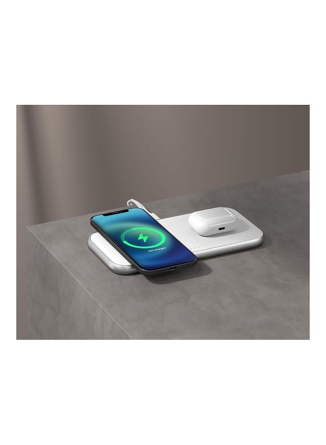 Zens Aluminium 3-in-1 Wireless Charger with 45W USB PD Designed for Magsafe White  - Image 3