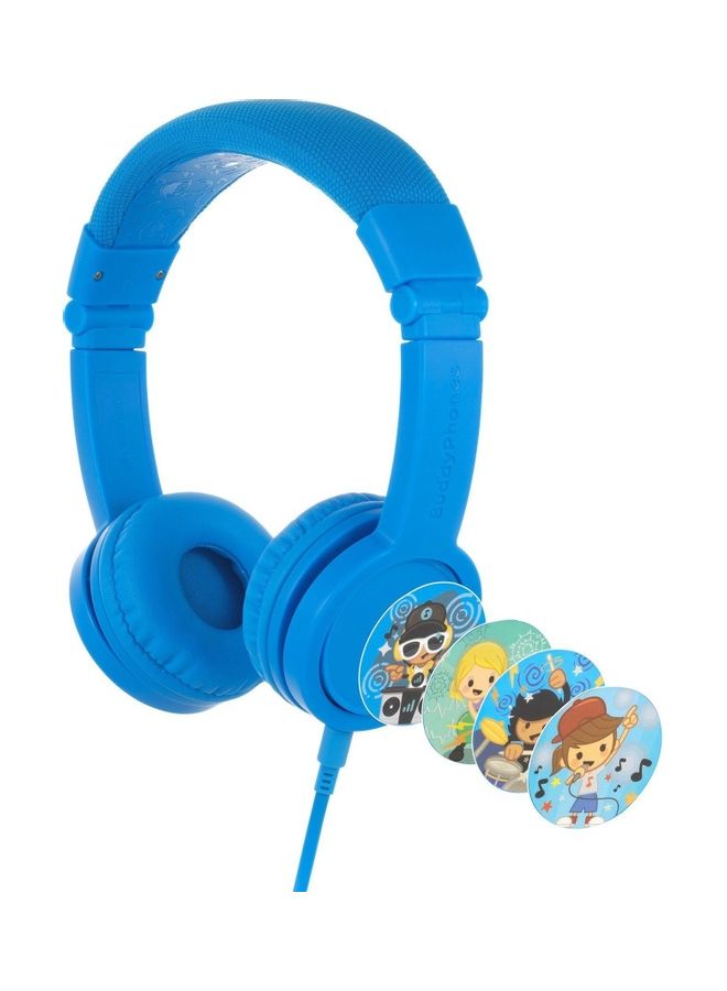 BuddyPhones Explore Plus Foldable Kids Headphones with Mic Blue  - Image 1