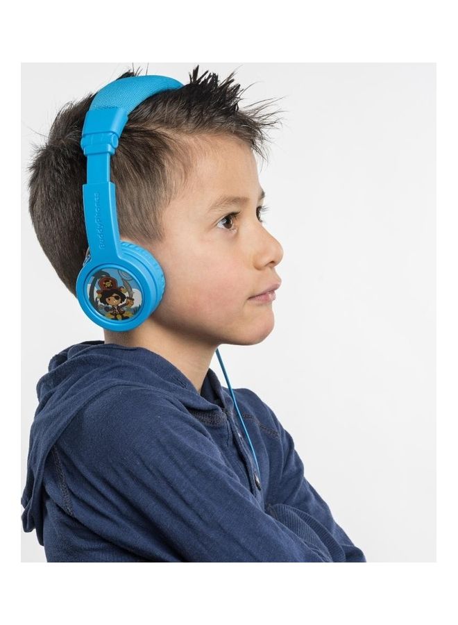BuddyPhones Explore Plus Foldable Kids Headphones with Mic Blue  - Image 3