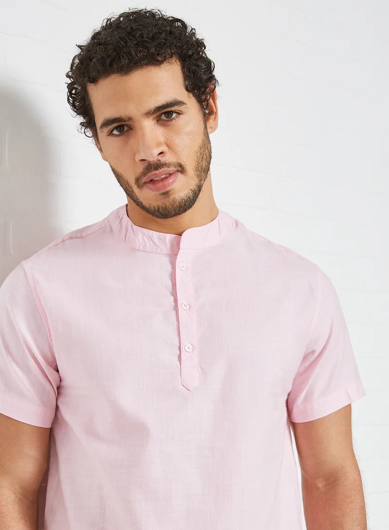 Sivvi x D'Atelier Mandarin Collar Shirt Pink