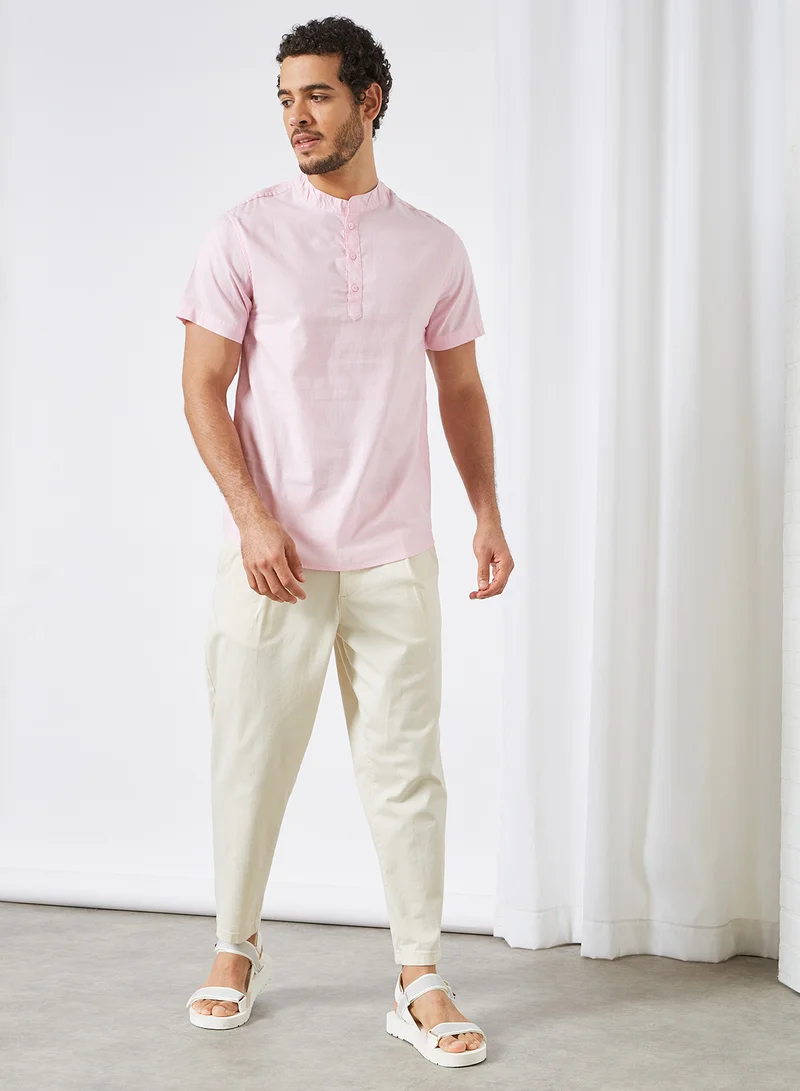 Sivvi x D'Atelier Mandarin Collar Shirt Pink