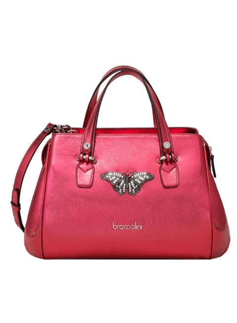 Zoe Metallic Butterfly Detail Crossbody Bag Red
