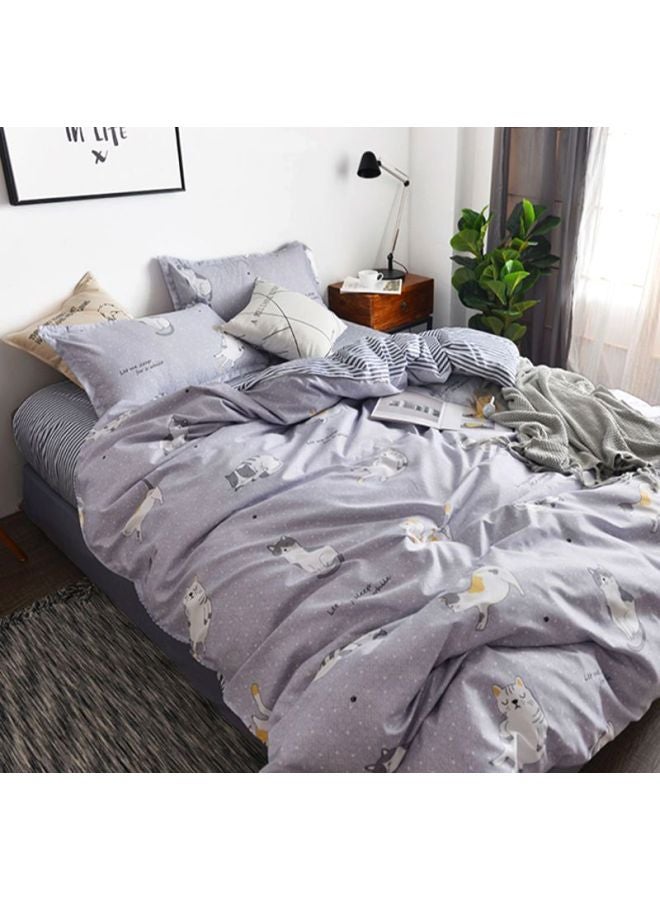 Beauenty 4-Piece Printed Bedding Set combination Purple/White Quilt Cover 200x230 Cm, Bedsheet 230x230 Cm, Pillowcase 48x74cm - Image 1