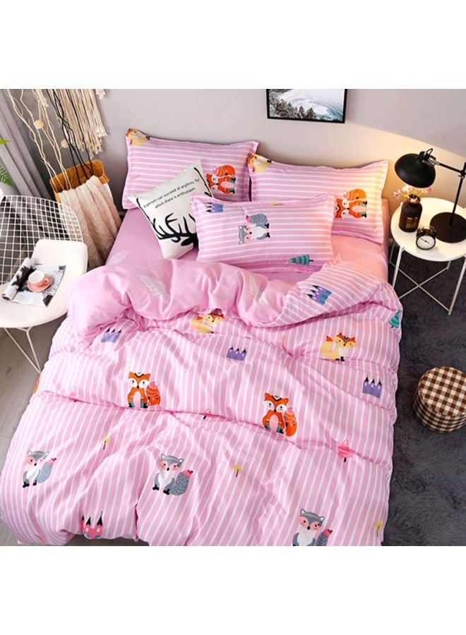 Beauenty 4-Piece Bedding Cover Set combination Pink/Red/Yellow Pillowcase 48x74 Cm, Bed Sheet 230x230 Cm, Quilt Cover 180x220cm - Image 1