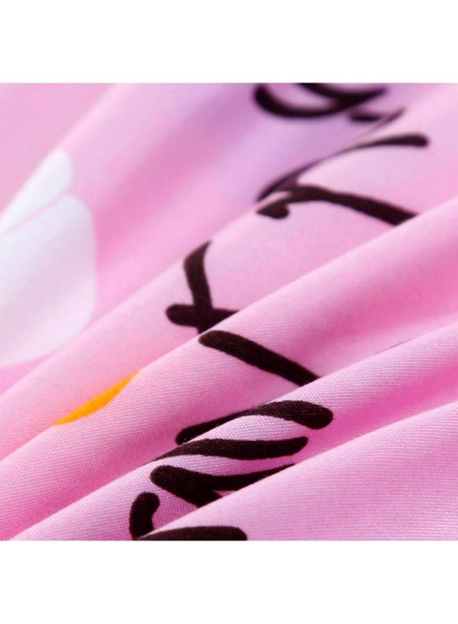 بيوينتي طقم شرشف سرير مكون من 4 قطع بوليستر وردي/أبيض Quilt Cover 220x240 Cm, Bed Sheet 230x250, Pillow Cover 48x74سم - Image 4