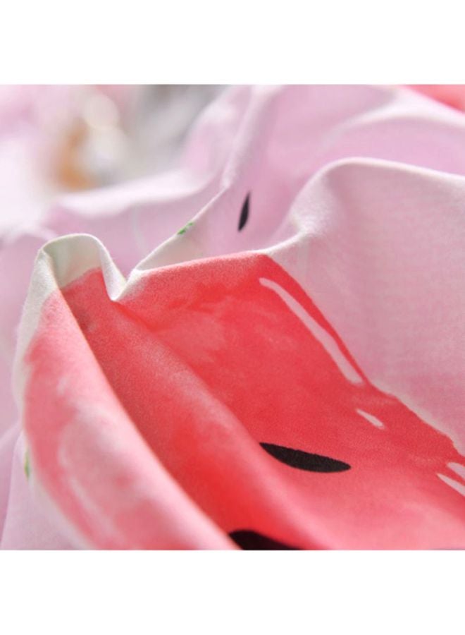 بيوينتي طقم شرشف سرير مكون من 4 قطع بوليستر وردي/ أحمر/ أخضر Quilt Cover 220x240 cm, Bedsheet  230x250  cm, Pillowcase 48x74سم - Image 4