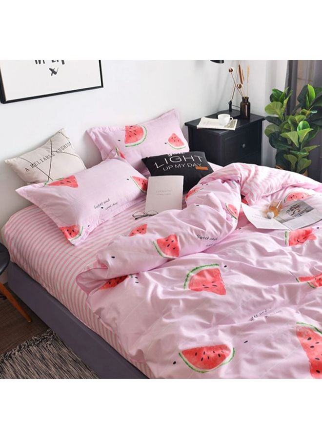 Beauenty 4-Piece Bedding Set combination Pink/Red/Green Quilt Cover 150x200 cm, Pillow Cover 48x74 cm, Fitted Sheet 180x220cm - Image 1