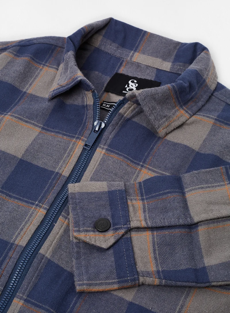 STATE 8 Flannel Check Zip Shacket Multicolour