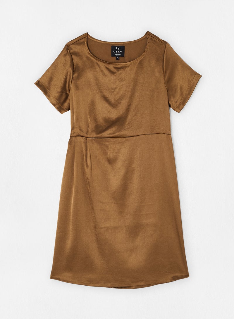 Casual Round Neck Dress Golden Brown - v1624964726/N46354234V_1