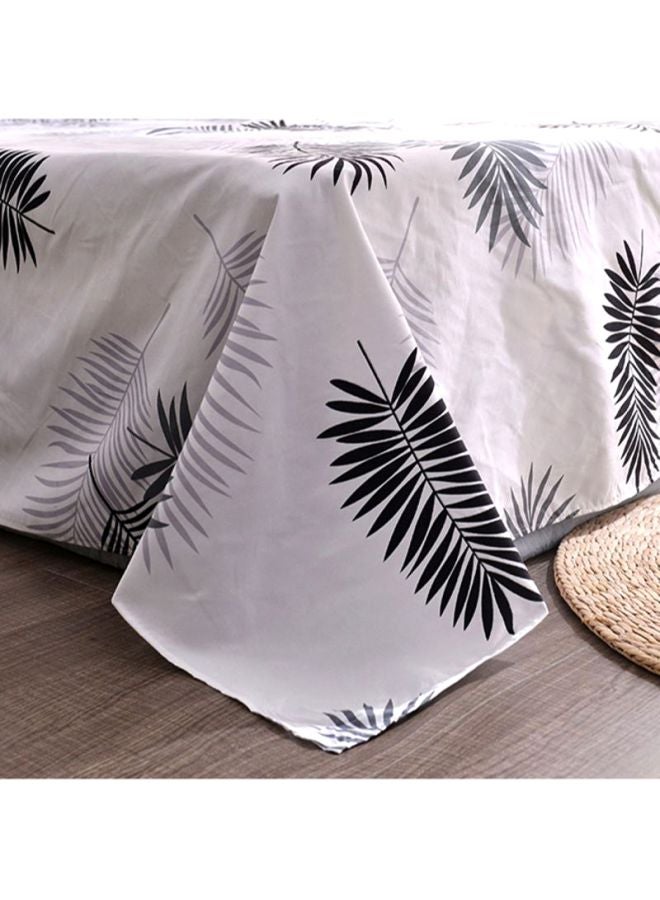 بيوينتي طقم أغطية سرير بطبعة ورقة شجر مكون من 4- قطع مختلط أسود/ أبيض Quilt Cover 150x200 cm, Pillow Cover 48x74 cm, Fitted Sheet 180x220سم  - Image 3