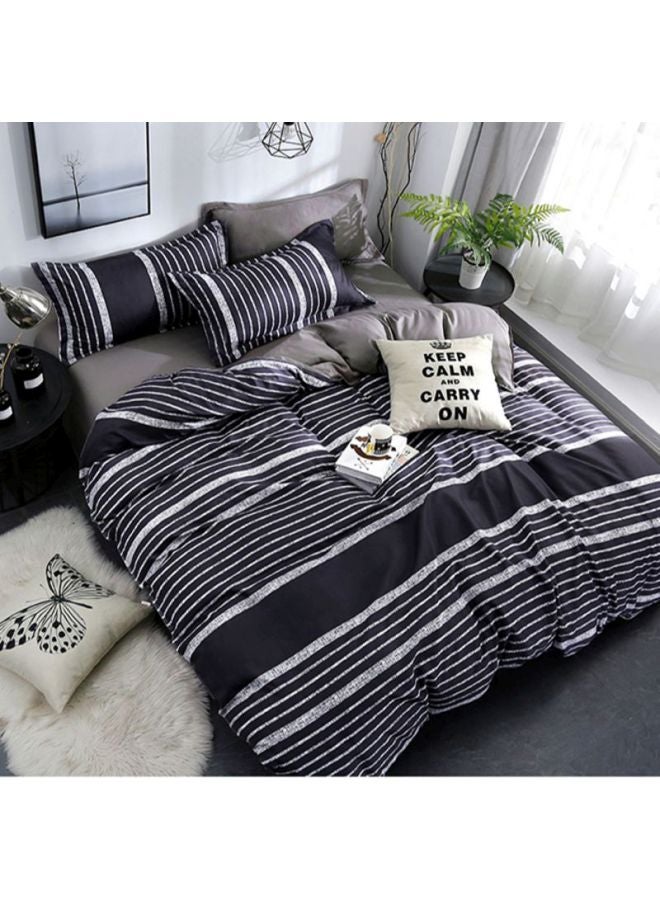 بيوينتي طقم شرشف سرير مكون من 4 قطع polyester أسود/ رمادي Pillowcase 48x74 Cm, Bed Sheet 230x250 Cm, Quilt Cover 220x240سم - Image 1