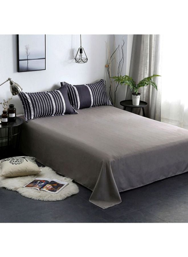 بيوينتي طقم شرشف سرير مكون من 4 قطع polyester أسود/ رمادي Pillowcase 48x74 Cm, Bed Sheet 230x250 Cm, Quilt Cover 220x240سم - Image 2