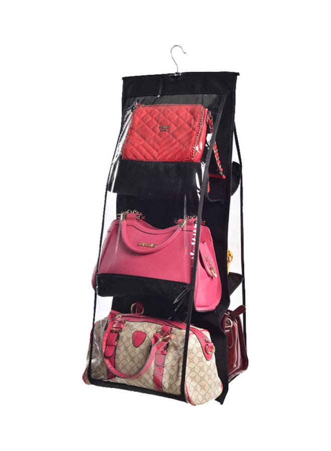 6-Pocket Hanging Closet Organizer Black/Clear 90x35x32cm