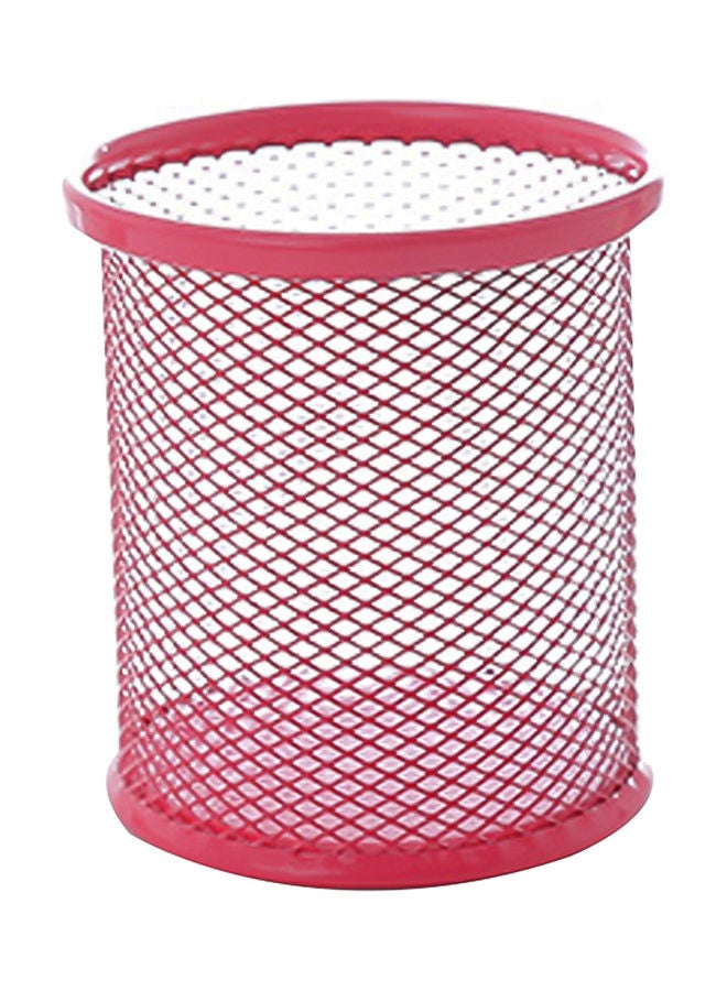 حامل أقلام معدني بتصميم مفرغ وردي