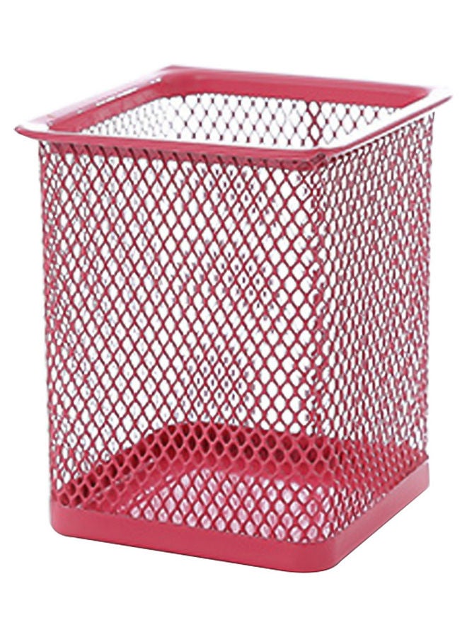 حامل أقلام معدني بتصميم مفرغ وردي