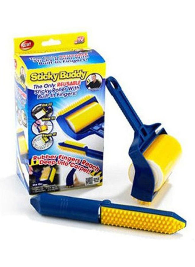 Sticky Buddy Reusable Sticky Picker Upper Roller With Built-In Fingers Blue/Yellow 20x11cm