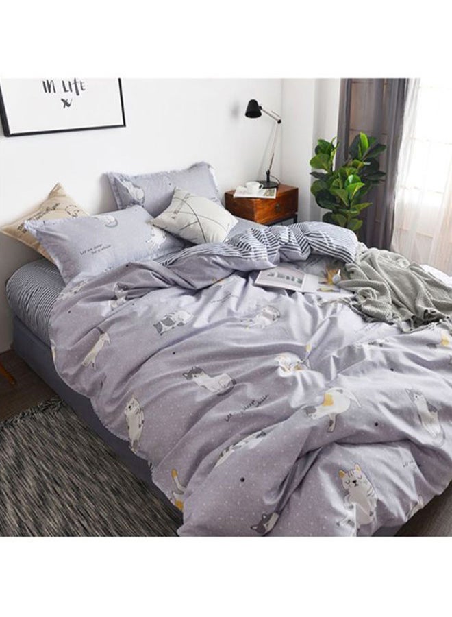 بيوينتي طقم مفارش سرير من 3 قطع مختلط رمادي Quilt Cover 150x200 Cm, Bed Sheet 160x220 Cm, 1xPillow Cover 48x75سم  - Image 1