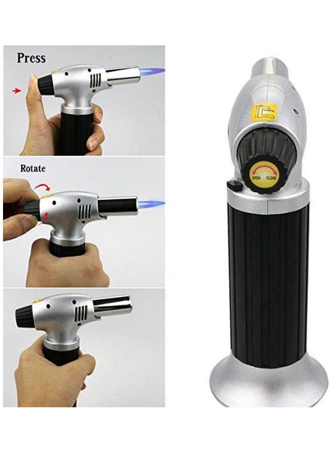 Generic - Kitchen Torch, Flame Lighter Refillable Blow Torch Lighter Outdoor Windproof Cooking Torch Silver/Black 12X15X6cm - Image 1