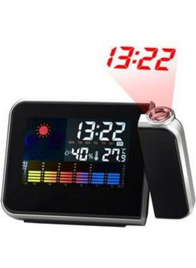 Generic - Digital Lcd Screen Led Projector Alarm Clock Weather Station Black - Image 1