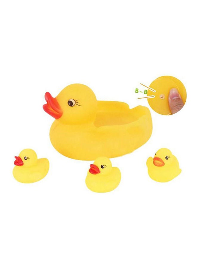 HAPPYTOYS - Happytoys 4Pcs Baby Sounding Rubber Duck Toy Lovely Yellow Ducks Children Bath Toys - Image 1