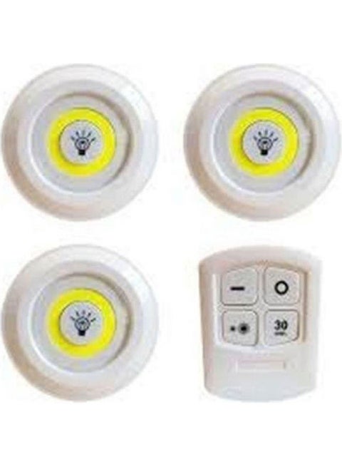 Spot Led Circular Battery-Powered And Remote Control 3 Pieces White