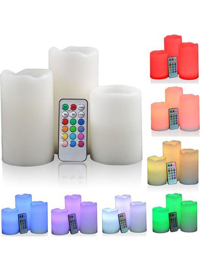 Romantic 3Pcs Wireless Remote Control Battery Operated Led Flameless Candles Lights Set Let Candles Multicolour 6x7x8cm