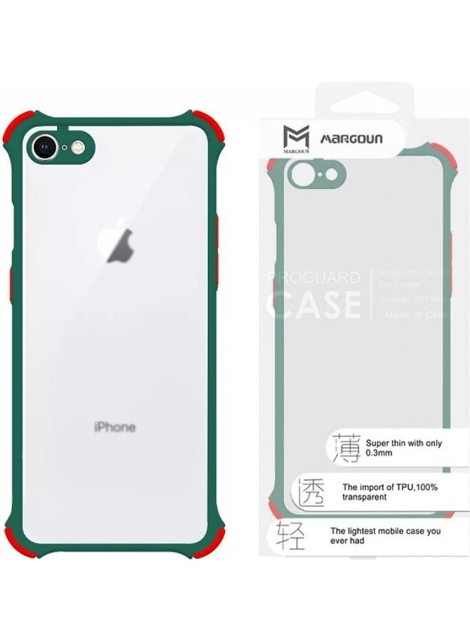 MARGOUN Protective Case Cover For Apple iPhone SE 2020 Clear/Dark Green/Red - Image 2